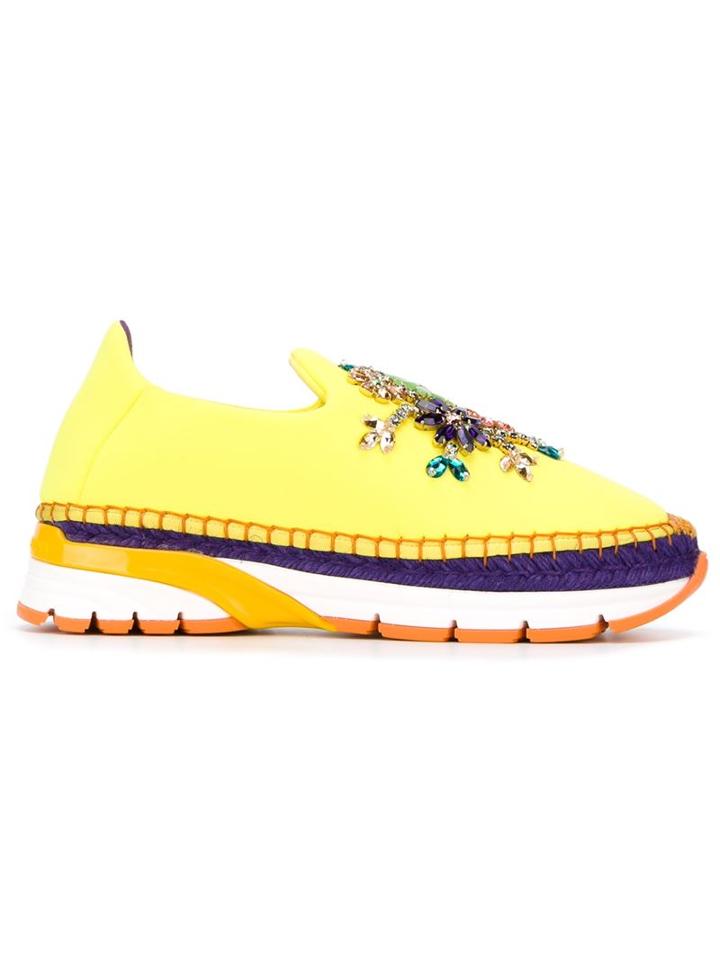 Dolce & Gabbana Embellished Espadrille Slip-on Sneakers