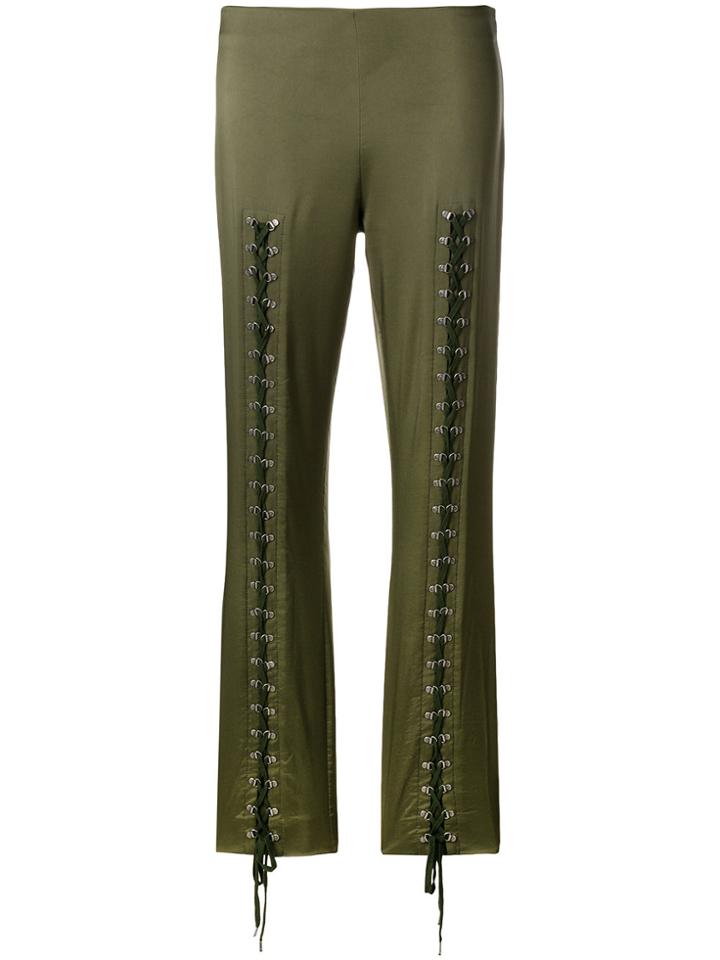 Moschino Eyelet Lace Front Slim Trousers - Green