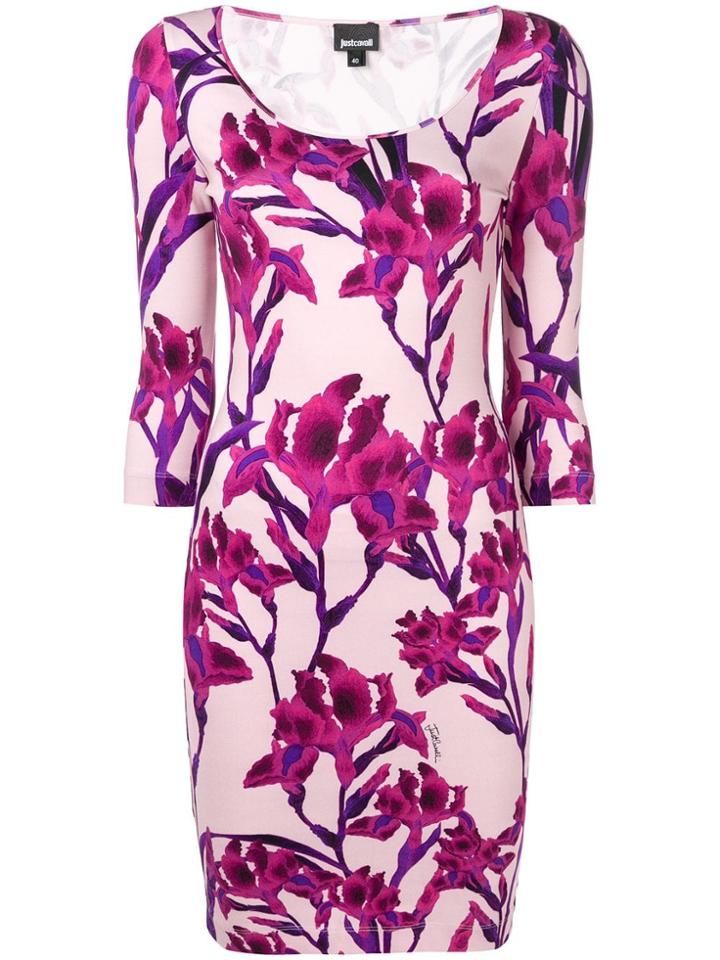 Just Cavalli Floral Fitted Mini Dress - Pink