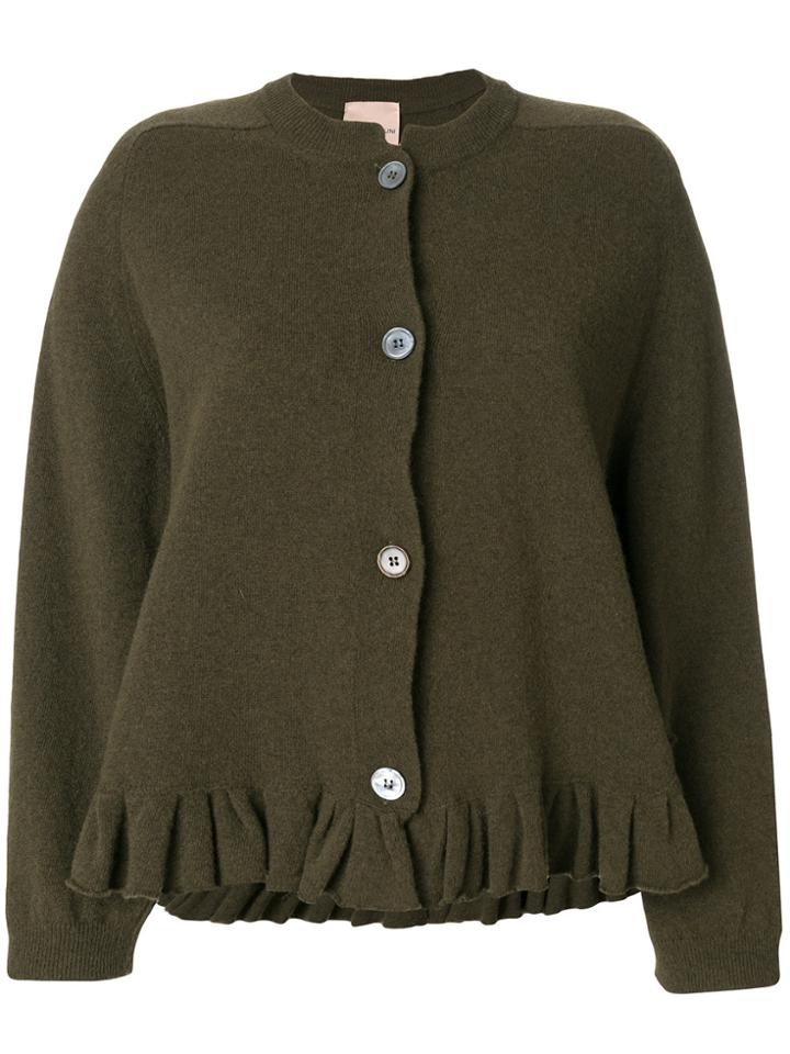 Erika Cavallini Ruffle Hem Cardigan - Green
