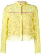 Msgm Lace Cropped Blouse, Women's, Size: 40, Yellow/orange, Cotton/polyamide/polyester