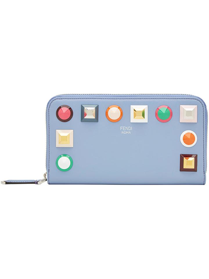 Fendi Stud Embellished Zipped Wallet - Blue