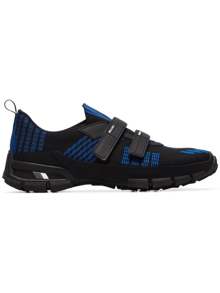 Prada Black And Blue Crossection Slip On Sneakers