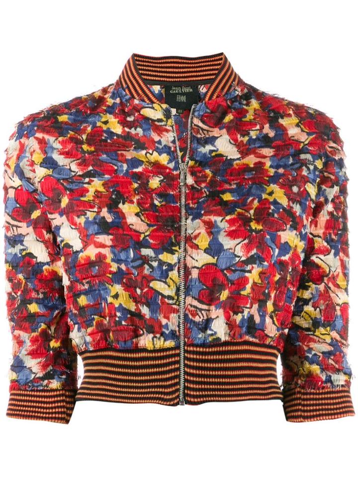 Jean Paul Gaultier Pre-owned 1997 Cropped Printed Fringe Bomber Jacket