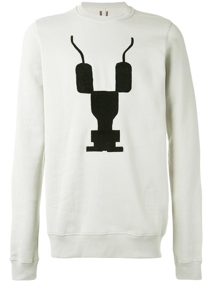 Embroidered Crewneck Sweatshirt - Men - Cotton - L, Grey, Cotton, Rick Owens Drkshdw