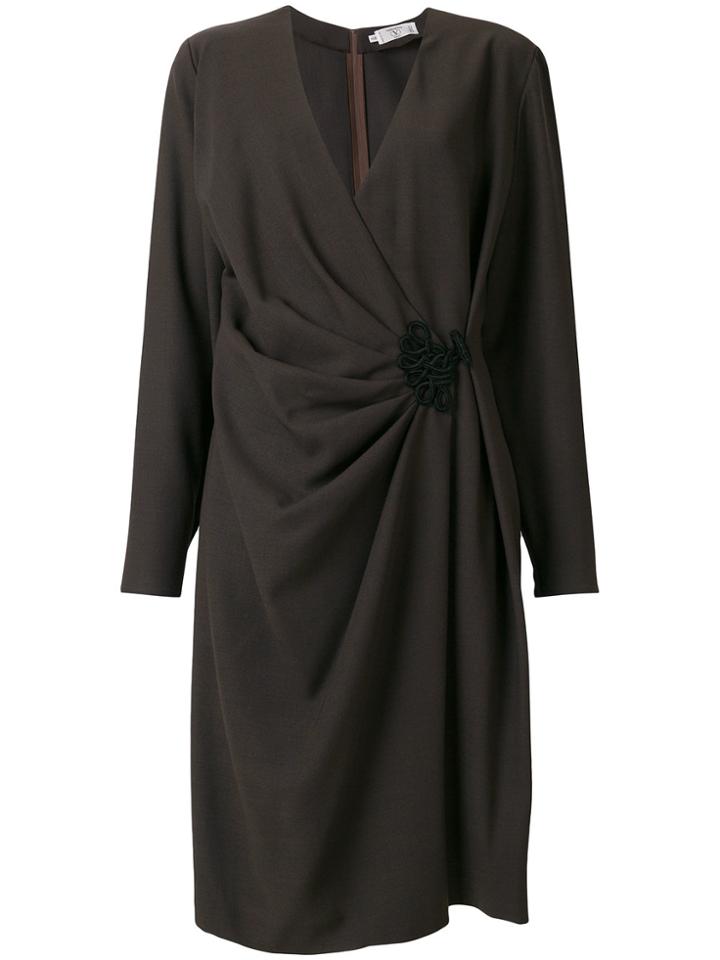 Valentino Vintage Wrap Draped Dress - Brown