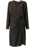 Valentino Vintage Wrap Draped Dress - Brown