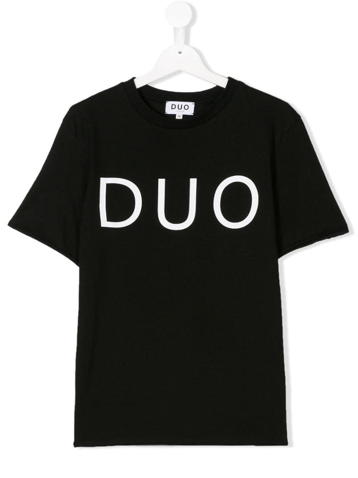 Duo Contrast Logo Printed T-shirt - Black