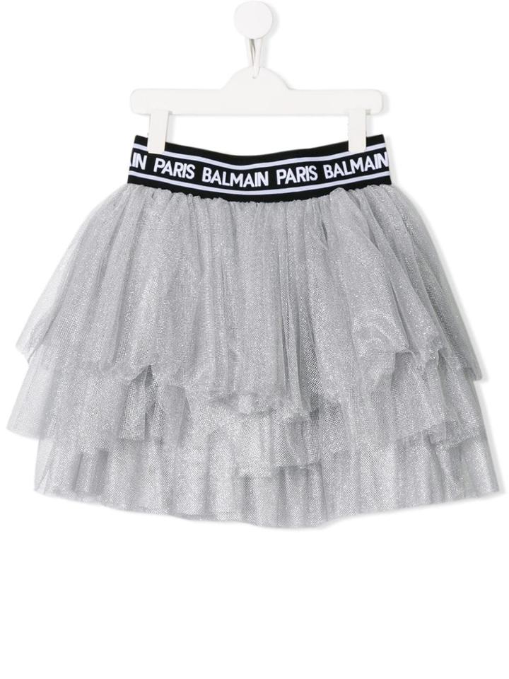 Balmain Kids Metallic Tulle Tutu - Grey