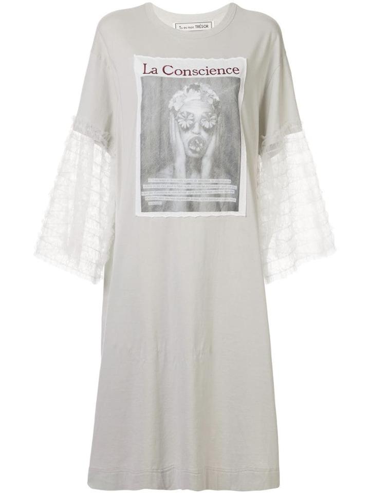 Tu Es Mon Trésor La Conscience T-shirt Dress - Grey