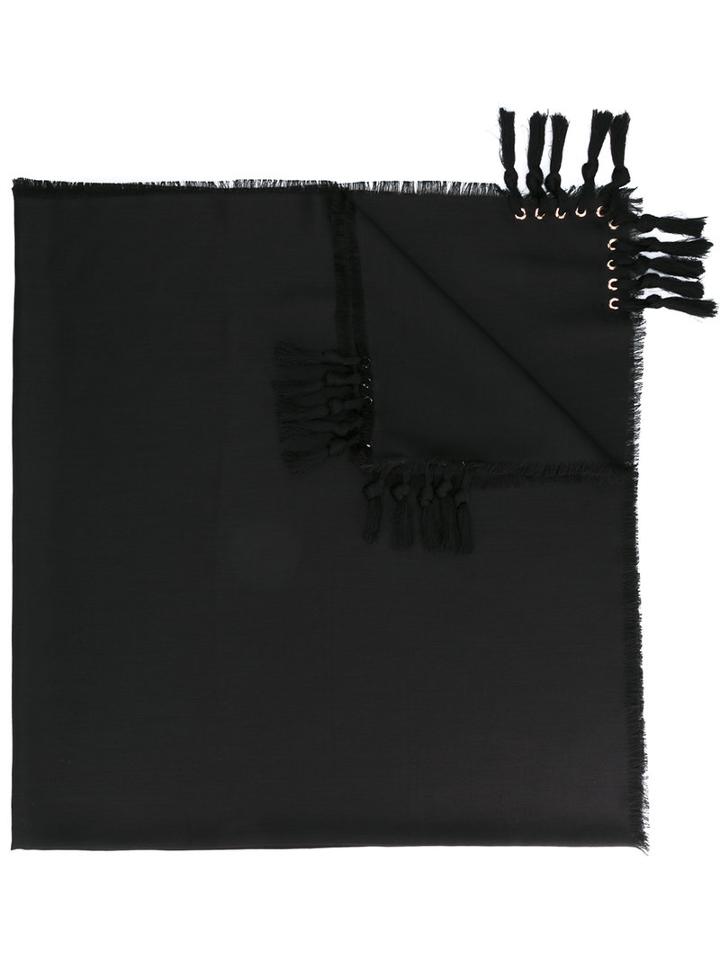 Chloé Pompon Scarf, Women's, Black, Silk/wool