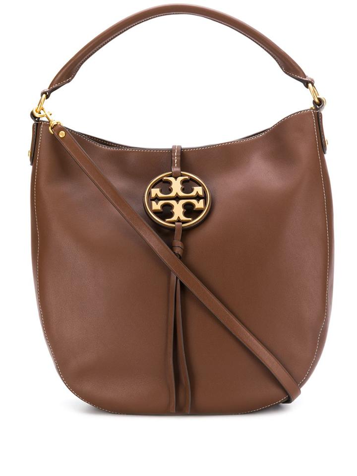 Tory Burch Logo Plaque Tote - Brown