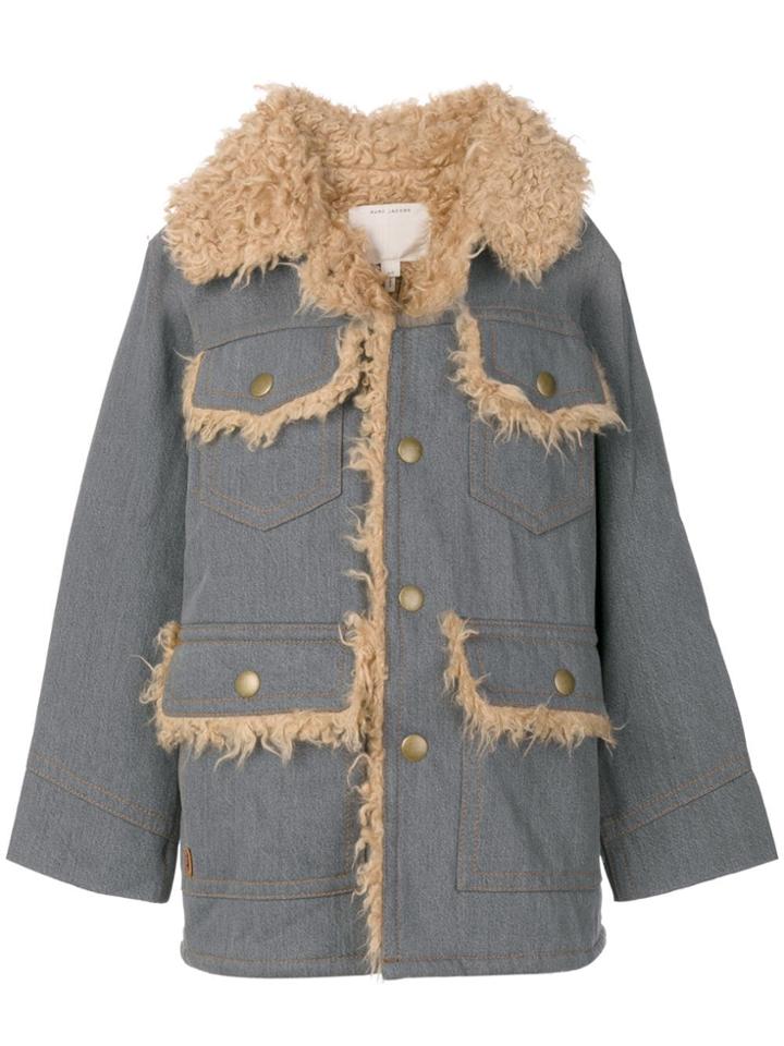 Marc Jacobs Oversized Patch Pocket Coat - Blue