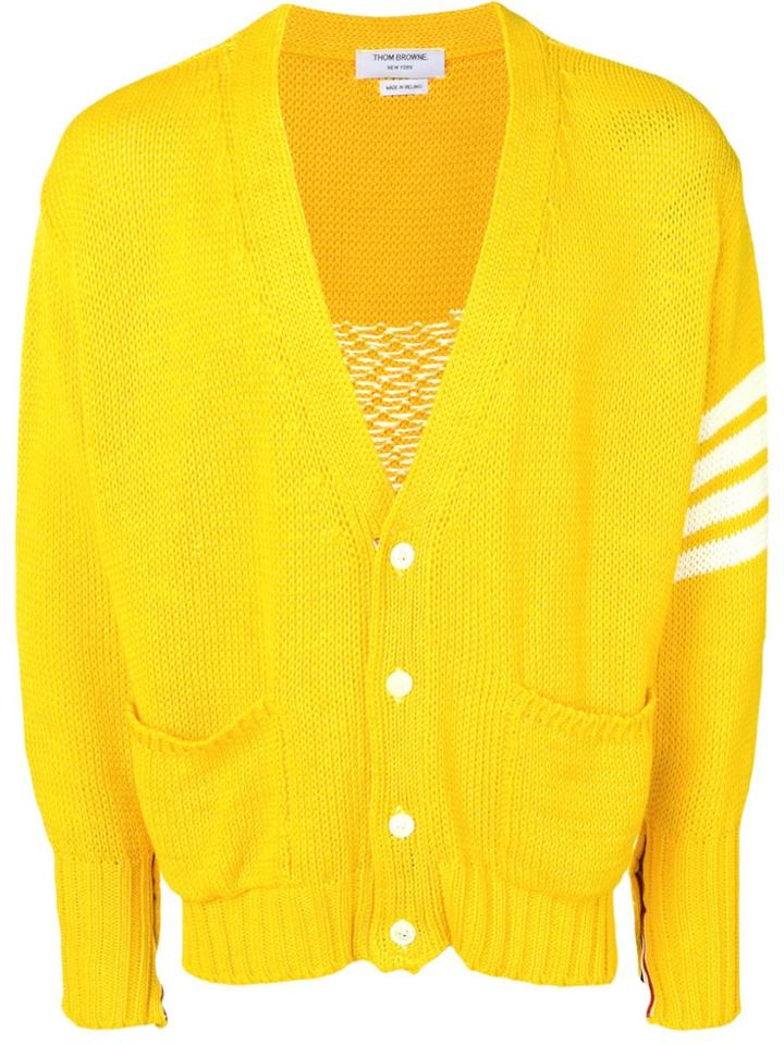 Thom Browne 4-bar Crab Icon Intarsia Cardigan - Yellow