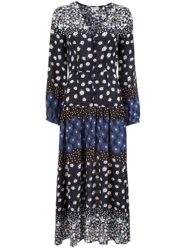 Suno Floral Print Dress - Black