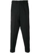 Pt01 Drop Crotch Tapered Trousers - Black