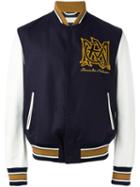 Alexander Mcqueen Insignia Bomber Jacket, Men's, Size: 50, Blue, Cotton/polyamide/spandex/elastane/viscose