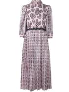 Giamba Floral Pleated Dress, Women's, Size: 44, Pink/purple, Silk/polyester