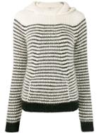 Saint Laurent Hooded Stripe Sweater - White