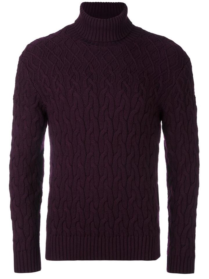 Etro Turtle Neck Jumper, Men's, Size: Large, Pink/purple, Wool