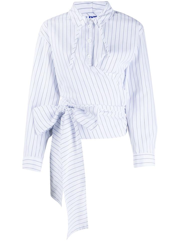 Sjyp Striped Hooded Shirt - White