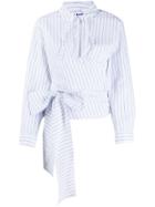 Sjyp Striped Hooded Shirt - White