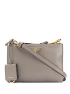 Prada Double Zip Shoulder Bag - Grey