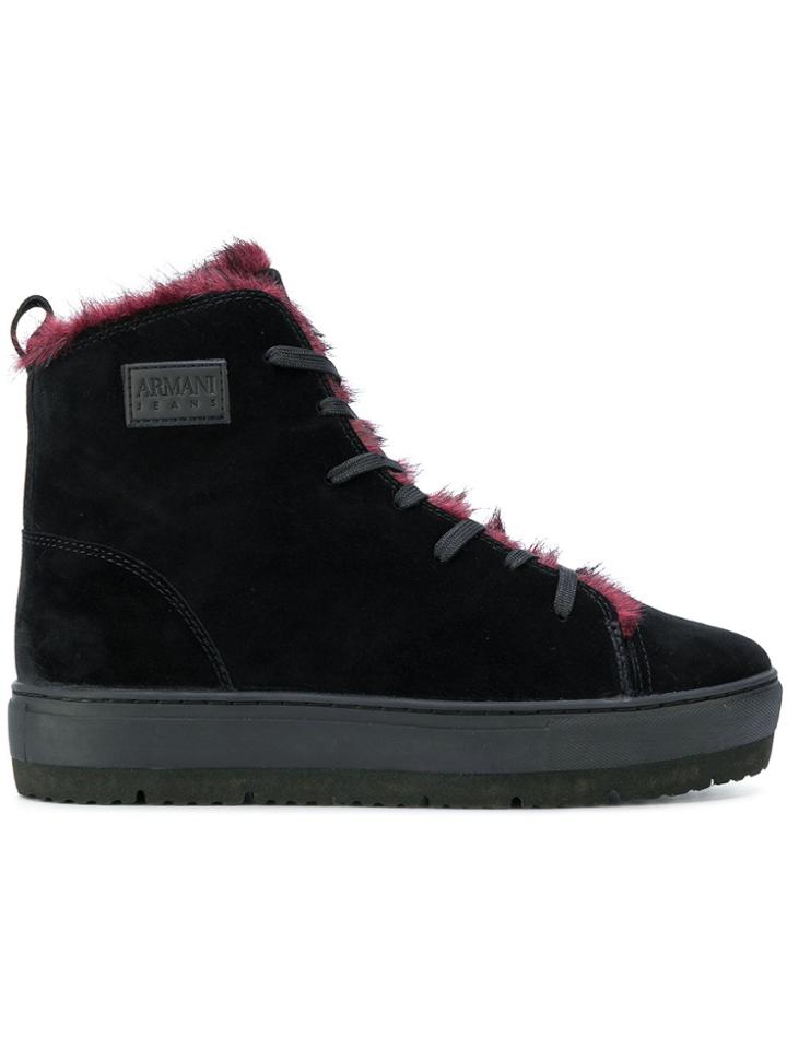 Armani Jeans Hi-top Lace Up Sneakers - Black