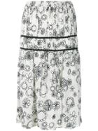 Comme Des Garçons Vintage Floral Gathered Skirt - White