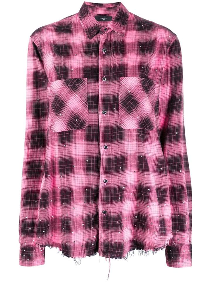 Amiri Embellished Plaid Shirt - Pink