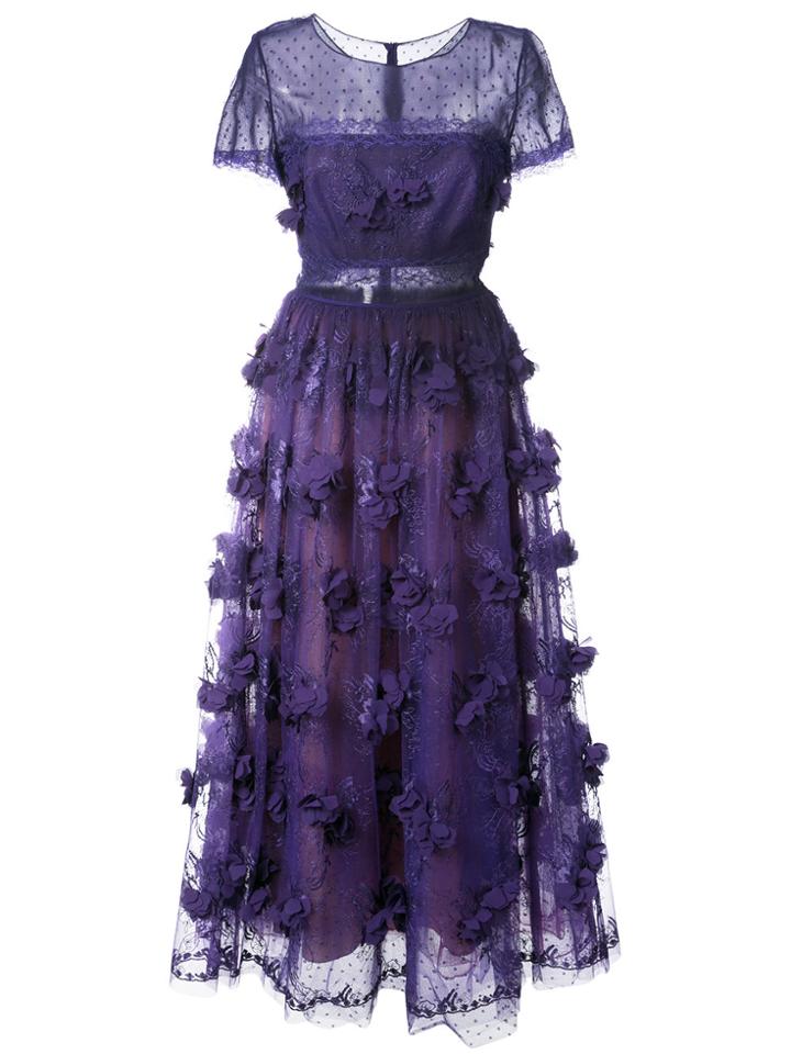 Marchesa Notte 3d Flower Gown - Pink & Purple