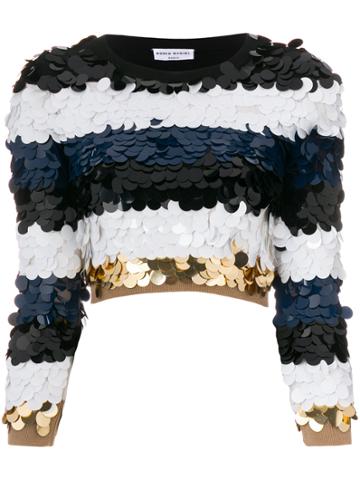 Sonia Rykiel Vintage Striped Sequinned Cropped Blouse - Multicolour