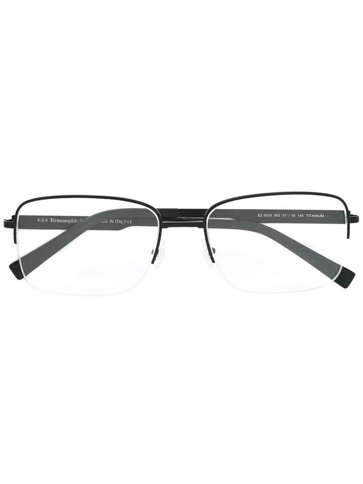 Ermenegildo Zegna Square Frame Glasses, Black, Acetate/titanium