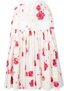Marni Poppy Print Skirt - White