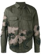 Valentino Embroidered Shirt Jacket, Men's, Size: 50, Green, Cotton/polyester
