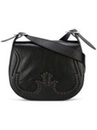 Just Cavalli Perforated Detail Crossbody Bag, Women's, Black, Calf Leather/polyester/polyurethane/viscose
