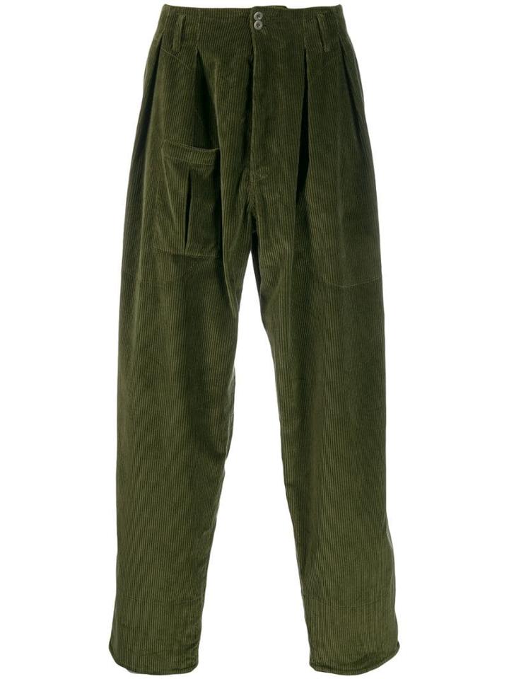 Katharine Hamnett London Loose-fit Cordurouy Trousers - Green