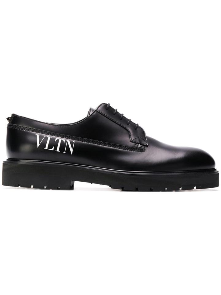Valentino Valentino Garavani Logo Print Derby Shoes - Black