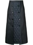 Tibi Quilted Button Midi Skirt - Blue