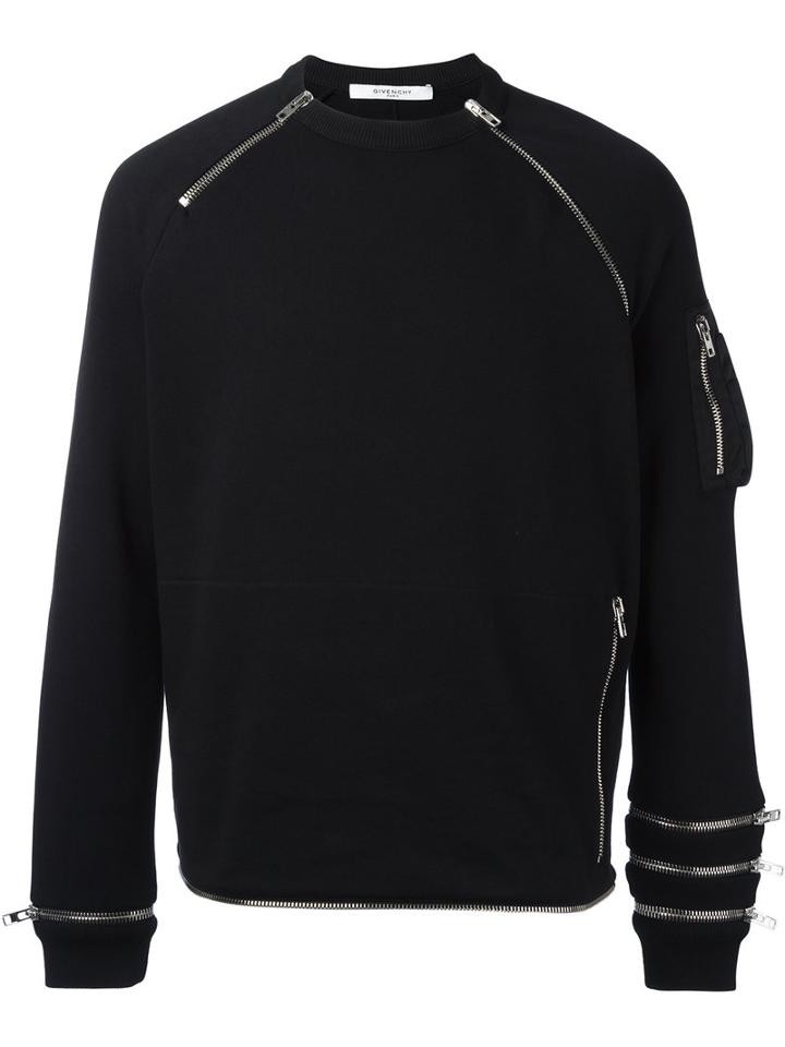 Givenchy - Zip Trim Sweatshirt - Men - Cotton/polyamide - M, Black, Cotton/polyamide