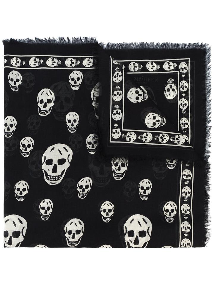 Alexander Mcqueen - Skull Print Scarf - Women - Silk/modal - One Size, Black, Silk/modal