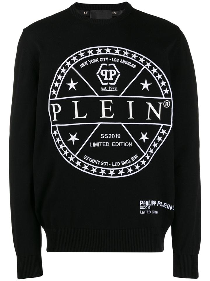 Philipp Plein Logo Print Crew Neck Sweatshirt - Black