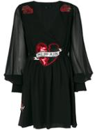 Philipp Plein - Embellished Balloon Sleeve Mini Dress - Women - Polyester/spandex/elastane/viscose - M, Black, Polyester/spandex/elastane/viscose