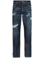 Dolce & Gabbana Cropped Distressed Slim Ticker Jeans - Blue