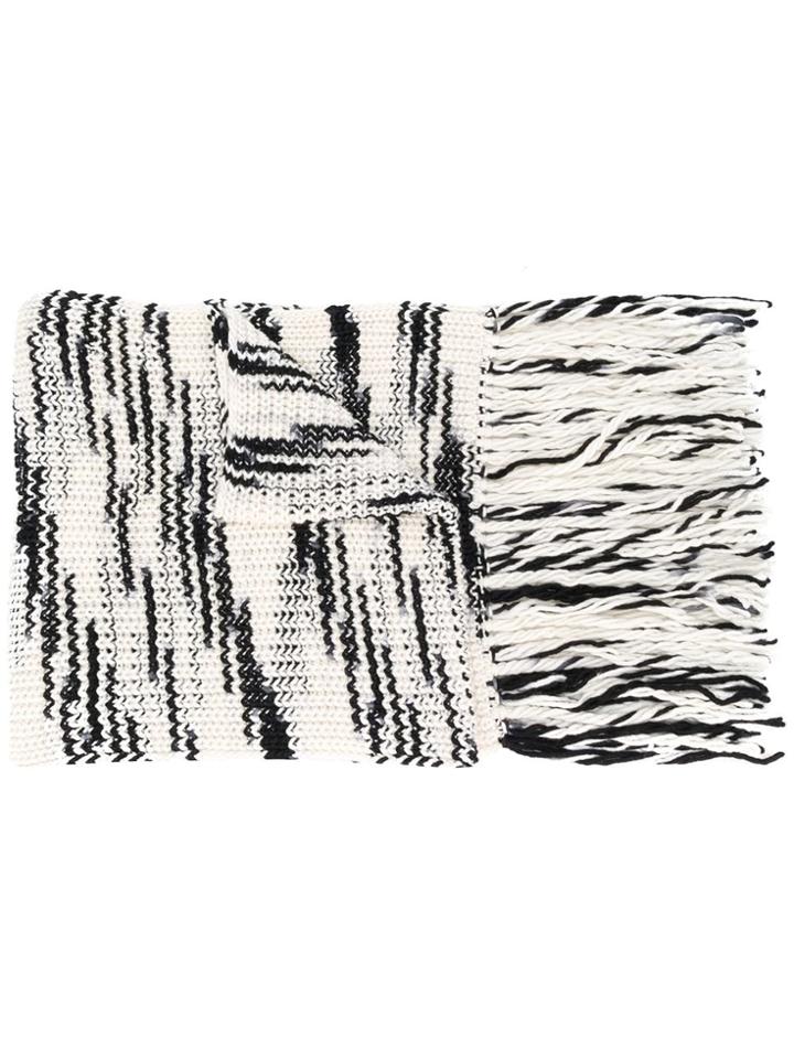 Joseph Fringed Scarf Print Half - White