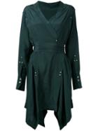 Isabel Marant Handkerchief Hem Wrap Dress, Women's, Size: 38, Green, Silk/brass