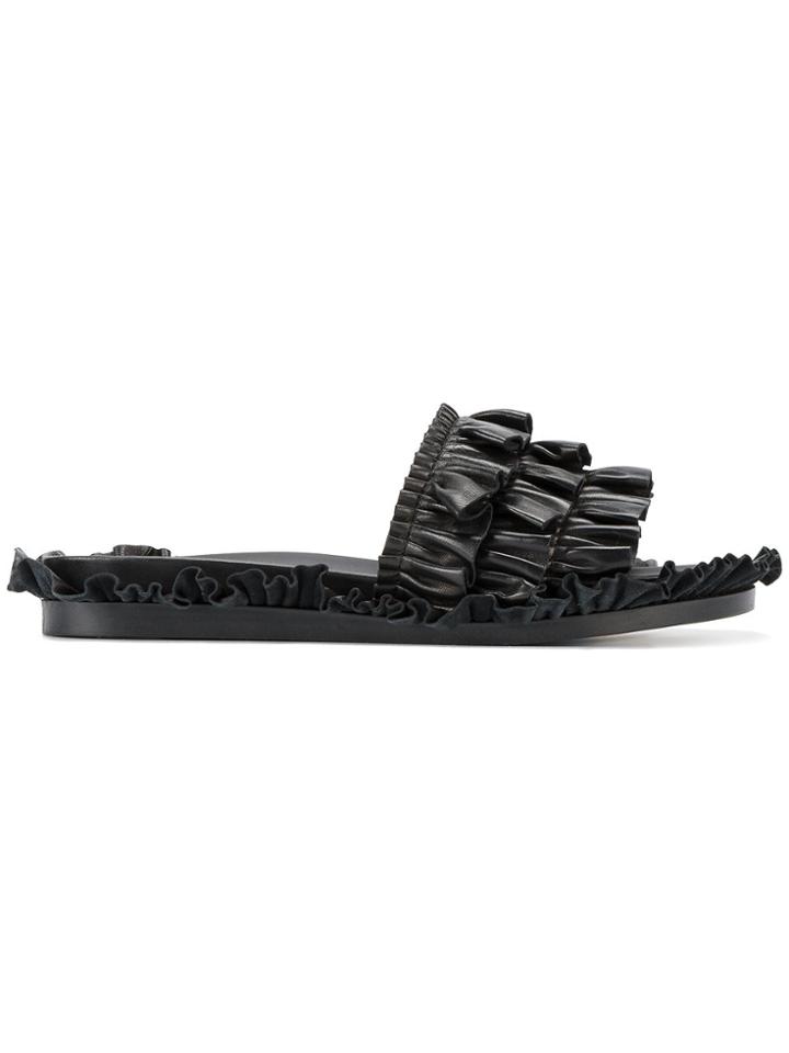 Simone Rocha Ruffle Trimmed Slides - Black