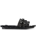 Simone Rocha Ruffle Trimmed Slides - Black