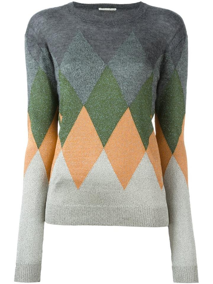 Marco De Vincenzo Diamond Intarsia Sweater, Women's, Size: 42, Polyamide/polyester/acetate/alpaca