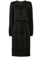 Alberta Ferretti Long-sleeved Drawstring Dress - Black
